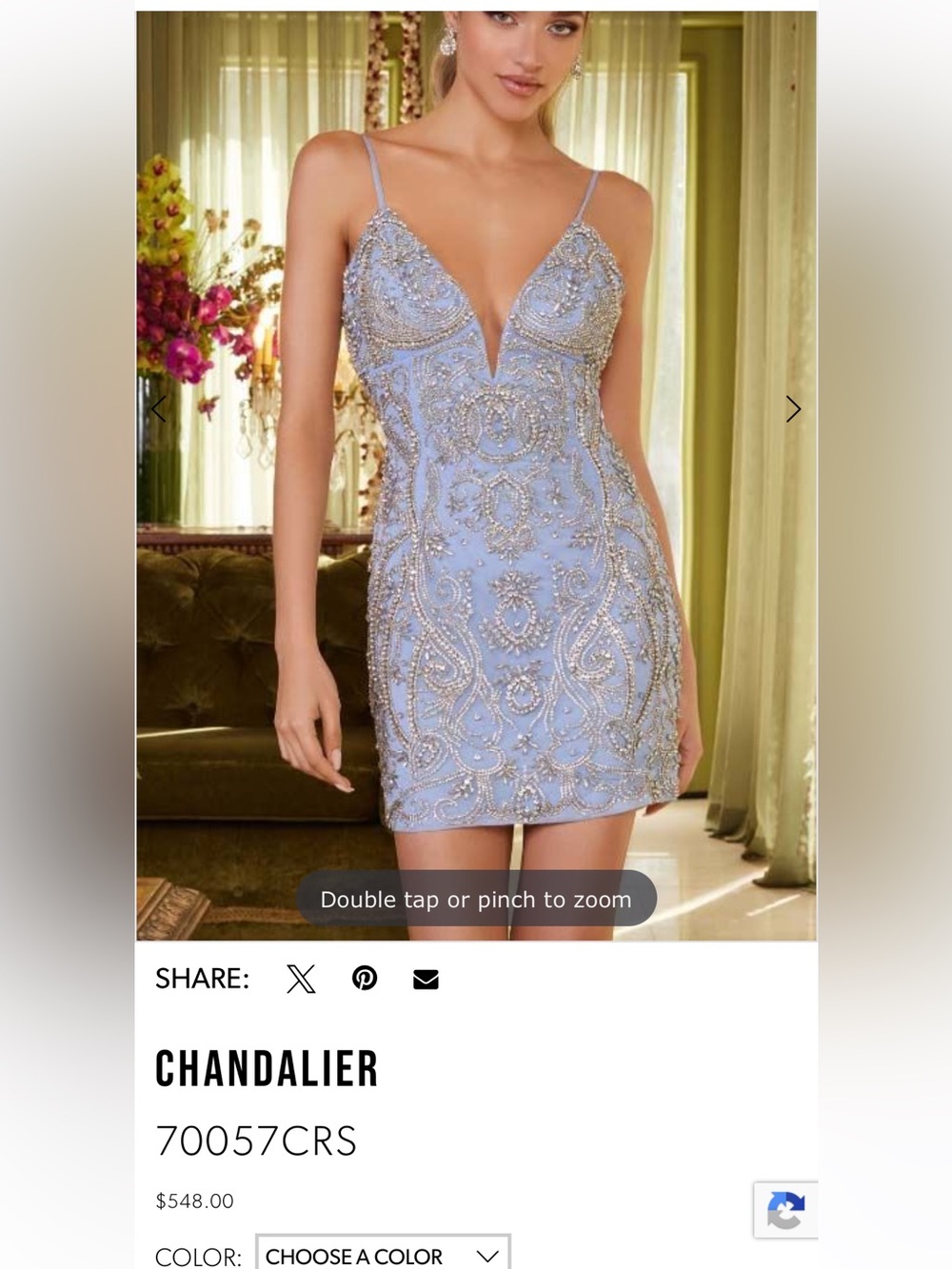 Elegant Beaded Dress in Light Blue